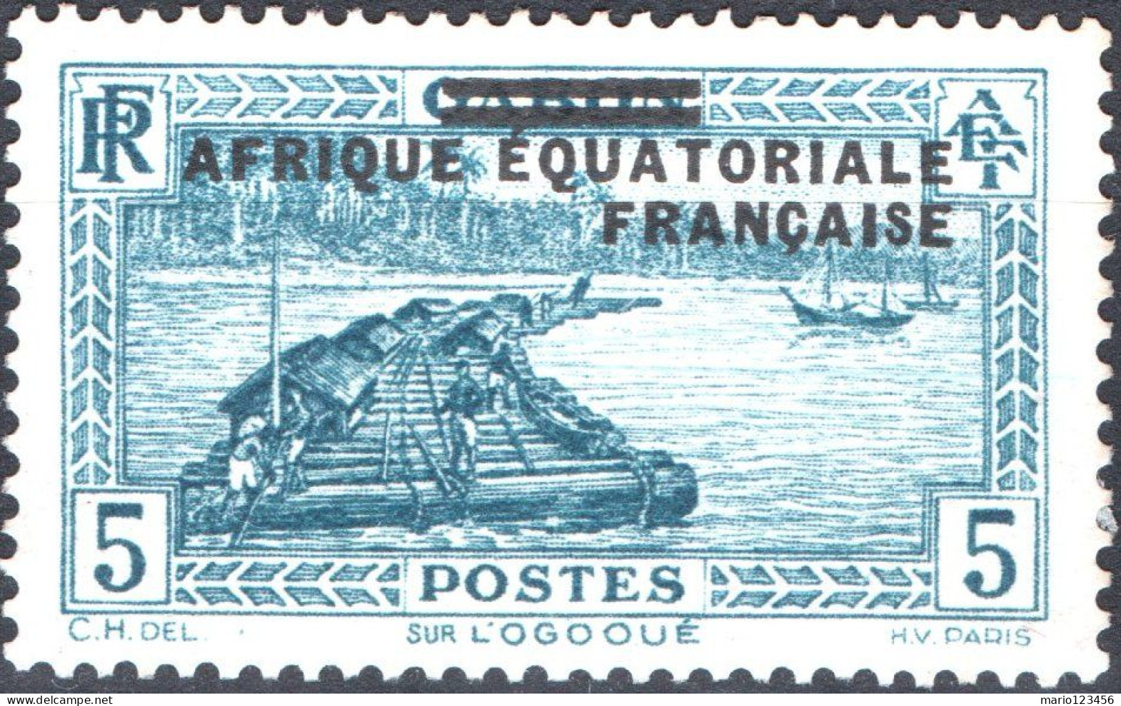 AFRICA EQUATORIALE FRANCESE, PAESAGGI, LANDSCAPE, 1936, 5 C. FRANC. NUOVO (MLH*) Mi:FR-EQ 4, Scott:FR-EQ 4, Yt:FR-EQ 20 - Unused Stamps