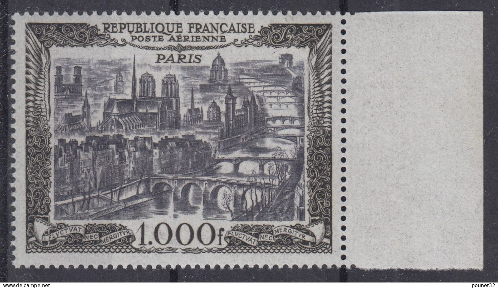 FRANCE POSTE AERIENNE PARIS 1000F N° 29 NEUF ** GOMME SANS CHARNIERE COTE 165 € - 1927-1959 Mint/hinged