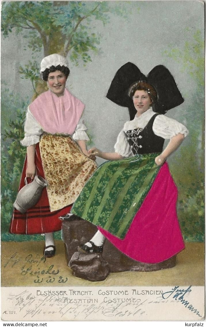 CPA Elsässer Tracht, Costume Alsacien - Hübsche Prägekarte, Jolie Carte En Relief, Circulé 1906 - Kostums