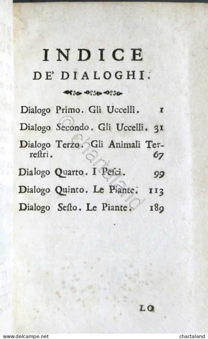 Lo Spettacolo Della Natura Esposto In Varj Dialoghi - Tomo II - Ed. 1752 - Ohne Zuordnung
