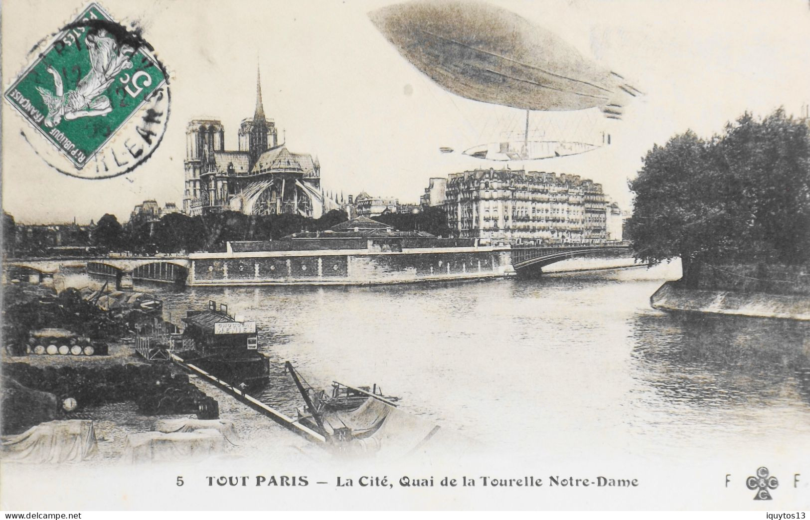 CPA. [75] > TOUT PARIS > N° 5 - La Cité Quai De La Tourelle Notre-Dame - 1906 - Coll. F. Fleury - TBE - Cartas Panorámicas