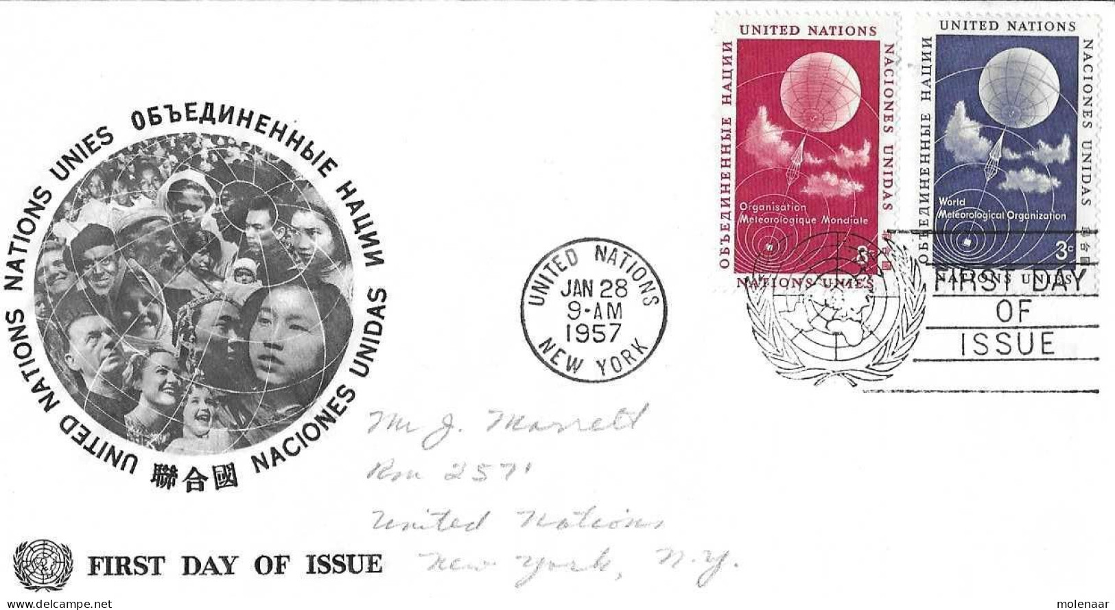 Postzegels > Amerika > Verenigde Naties > New York - Hoofdkwartier Van De VN > 1951-1959 > Brief Met No. 55-56 (16995) - Storia Postale