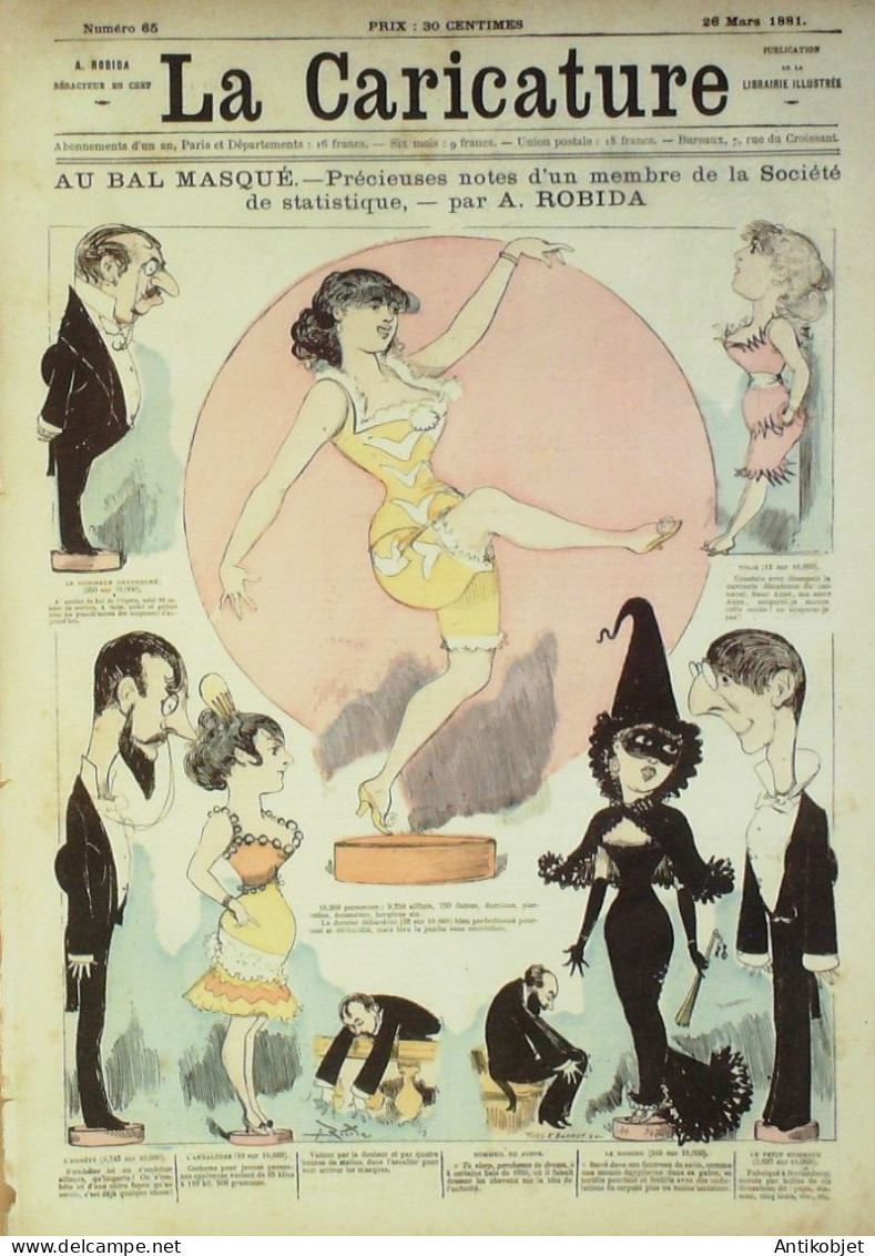 La Caricature 1881 N°  65 Bal Masqué Robida Draner - Revues Anciennes - Avant 1900