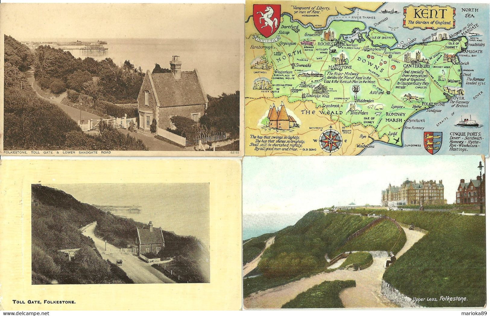 LOT 3 CPA/CPSM FOLKSTONE + CARTE GEOGRAPHIQUE KENT - Folkestone