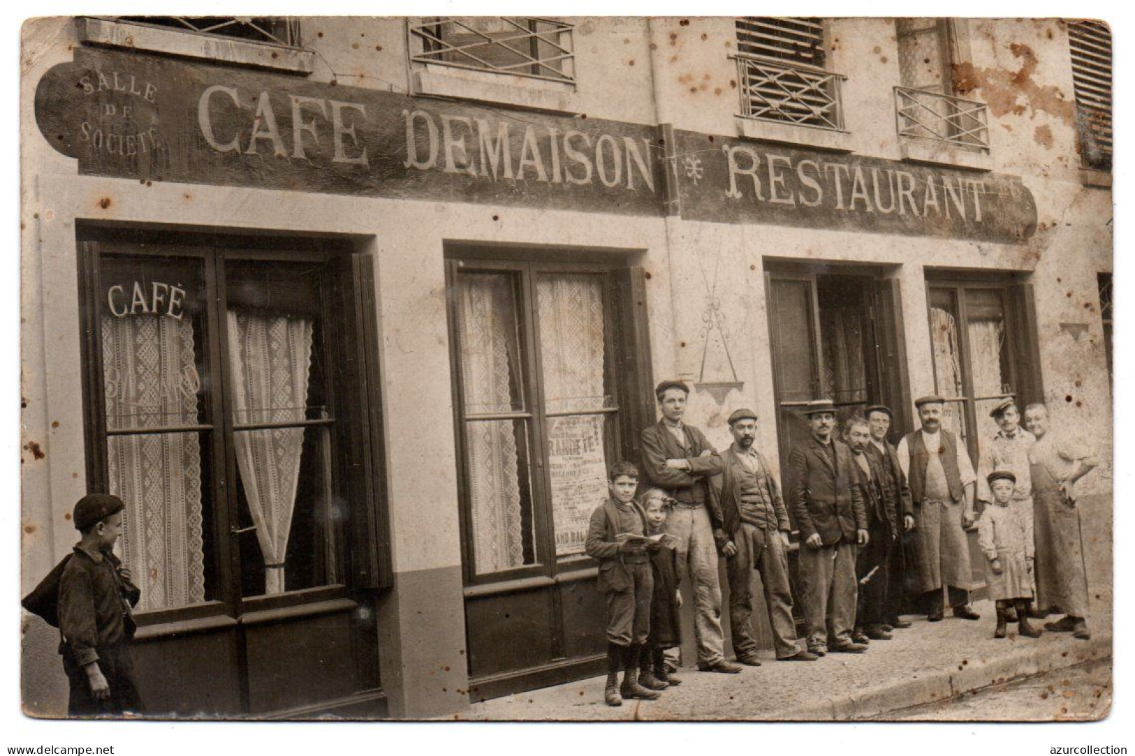 Devanture Café-restaurant-salle De Société. Maison Demaison. Carte Photo Animée Non Située - Restaurants