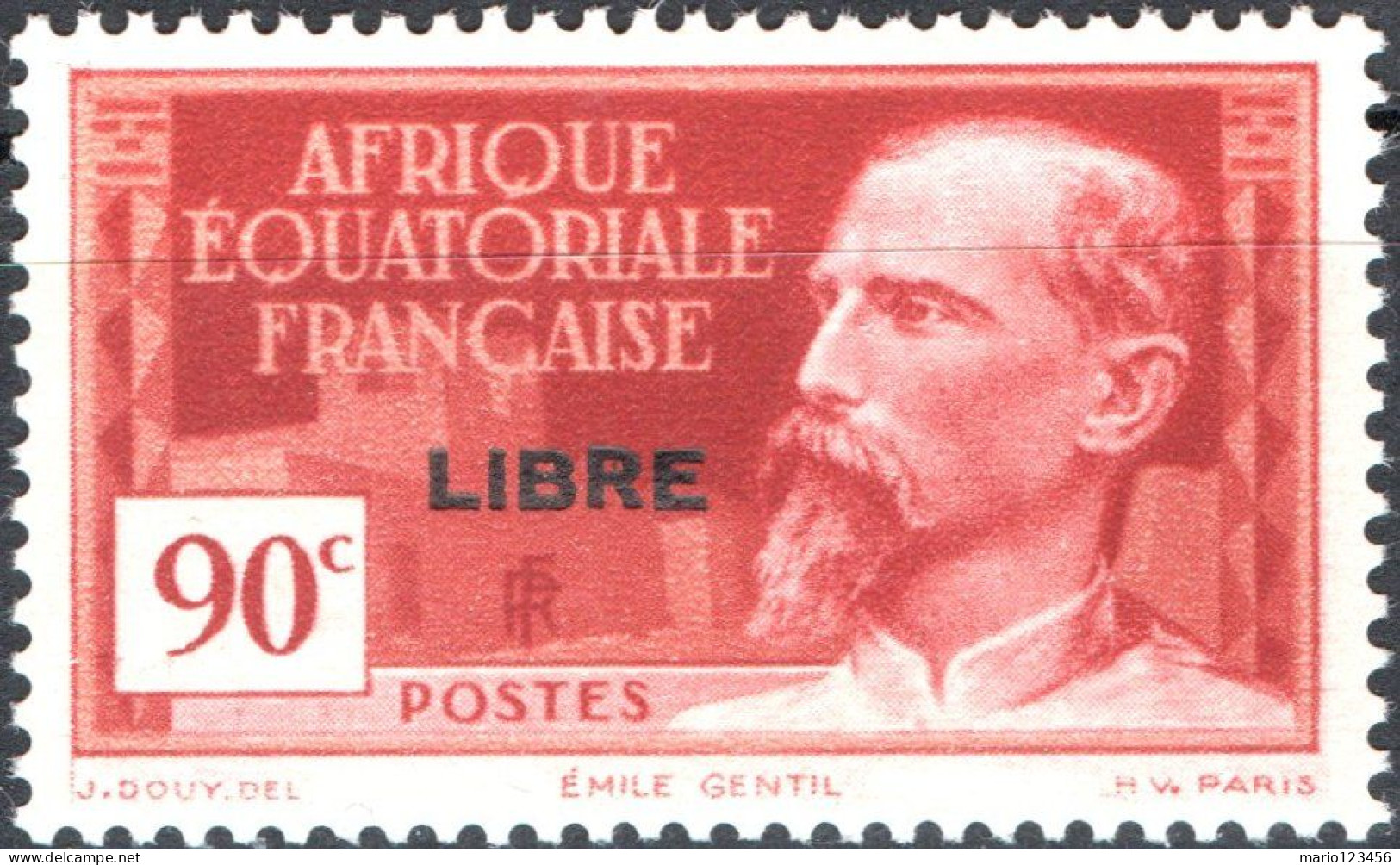 AFRICA EQUATORIALE FRANCESE, EMILE GENTIL, 90 C., 1940, NUOVO (MLH*) Mi:FR-EQ 124, Scott:FR-EQ 106, Yt:FR-EQ 114 - Unused Stamps