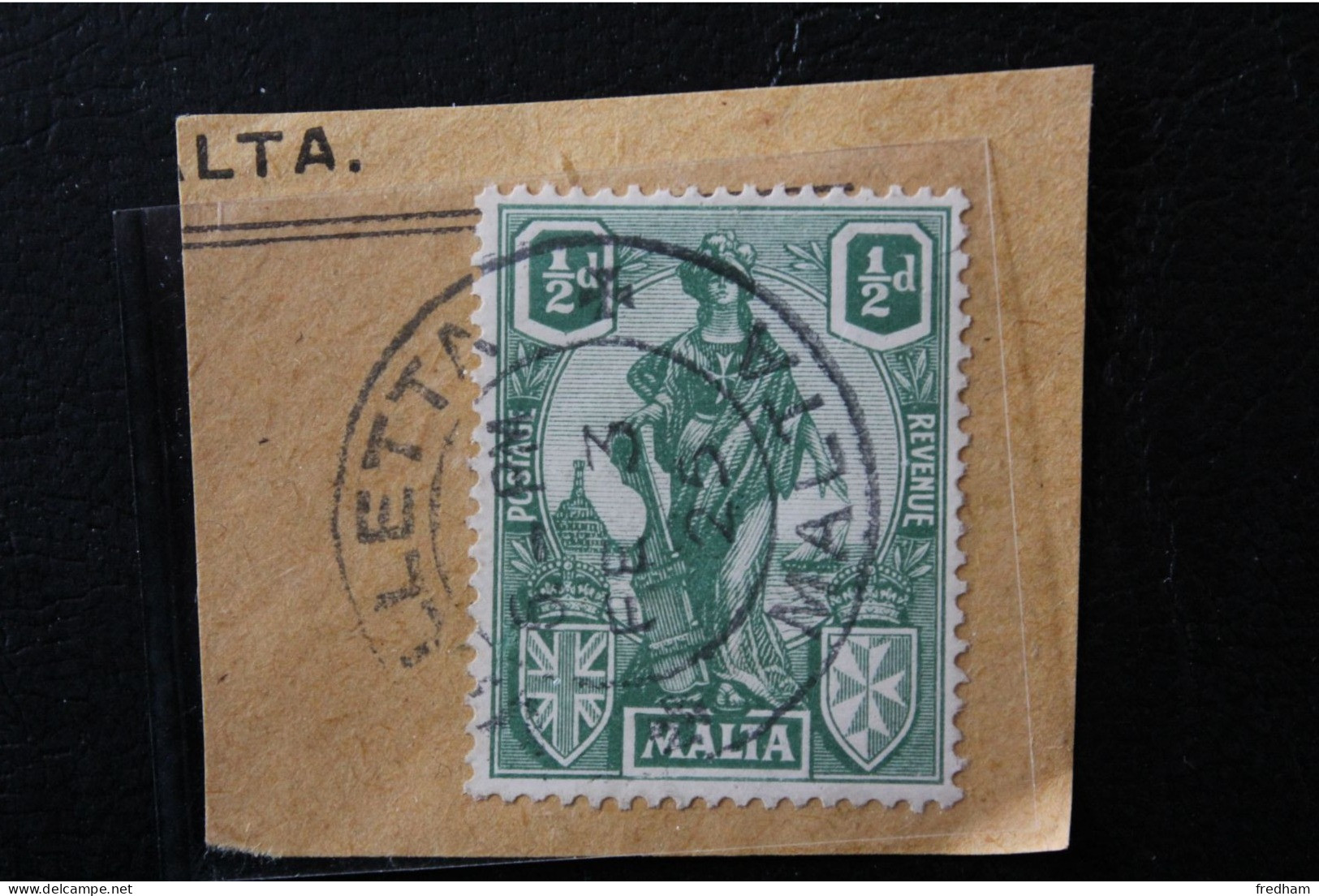 1925 MALTE CACHET VALLETTA (LA VALETTE) DU 3 FEVRIER 1925 SUR Y&T NO MT 85 1/2 PENNY MALTAIS  SUR FRAGMENT TB - Malta (...-1964)