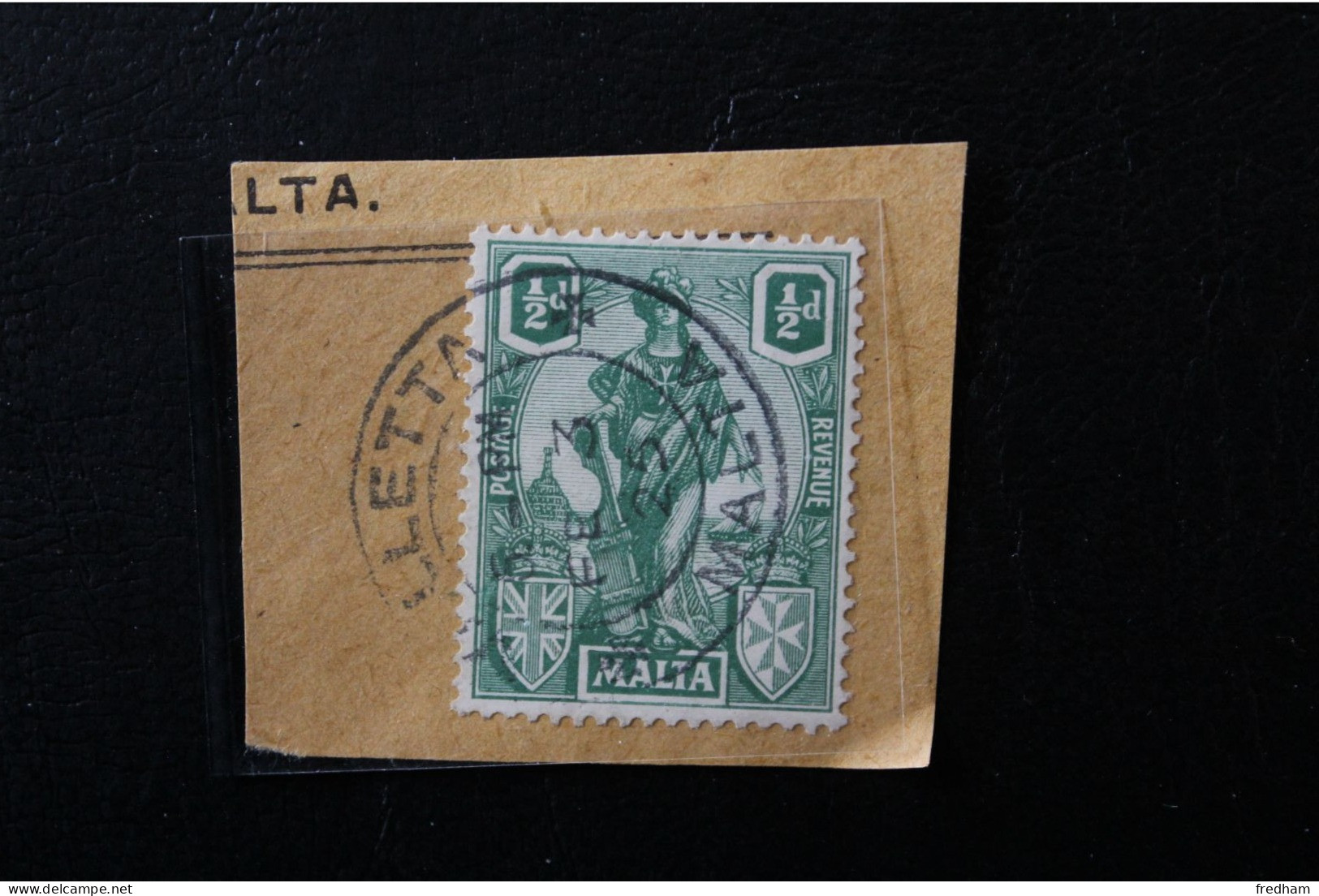 1925 MALTE CACHET VALLETTA (LA VALETTE) DU 3 FEVRIER 1925 SUR Y&T NO MT 85 1/2 PENNY MALTAIS  SUR FRAGMENT TB - Malta (...-1964)