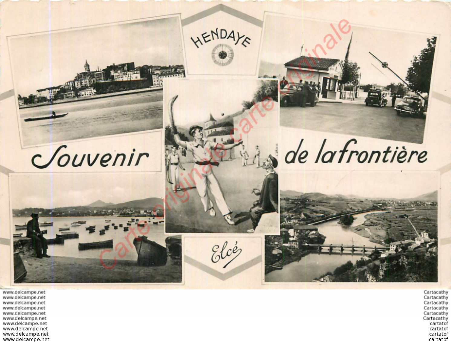 64.  HENDAYE .  Souvenir De La Frontière .  CP Multivues . - Hendaye