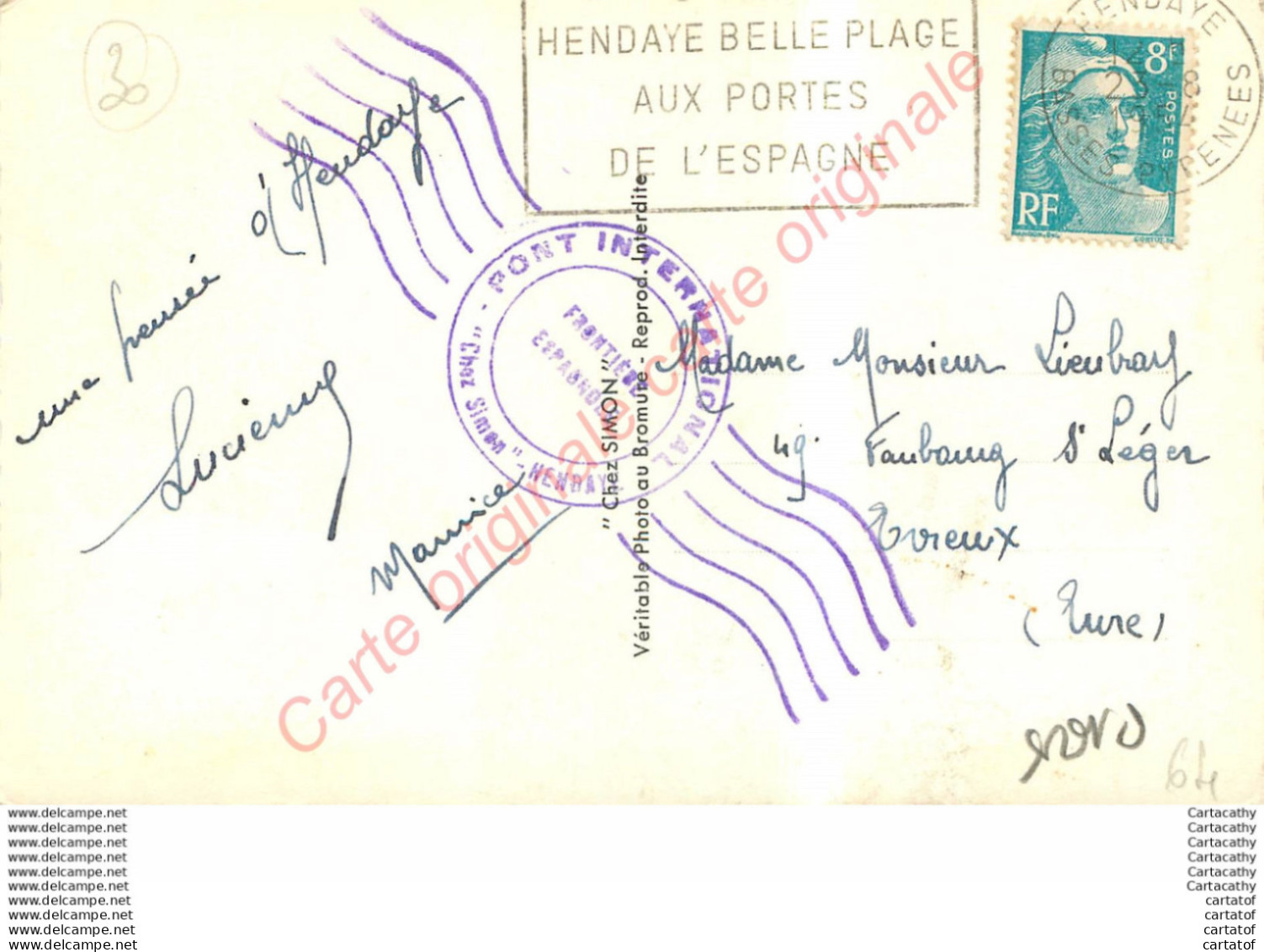 64.  HENDAYE .  Souvenir De La Frontière .  CP Multivues . - Hendaye