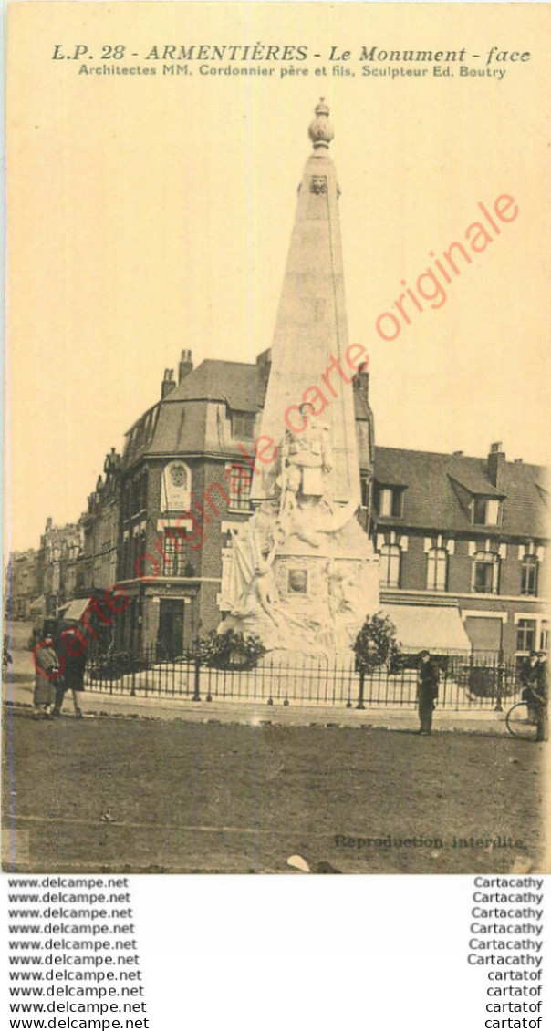 59.  ARMENTIERES .  Le Monument . Face . - Armentieres