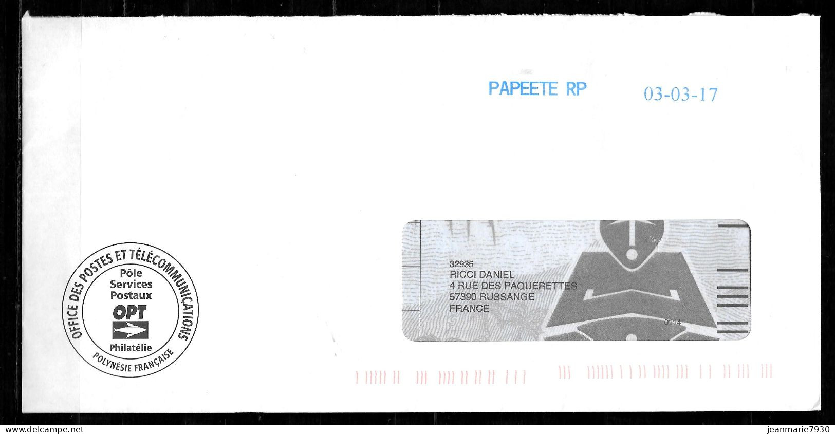 C484 - MACHINE A AFFRANCHIR - LETTRE DE PAPEETE RP DU 03/03/17 - Cartas & Documentos