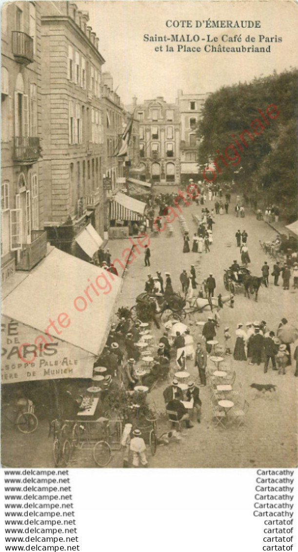 35.  SAINT MALO .  Le Café De Paris Et La Place Châteaubriand . - Saint Malo