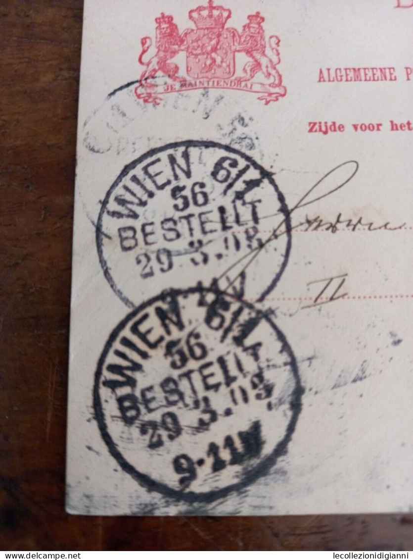 1062) Nederland Olanda Cartolina Postale Briefkaart 1908 Gelaufen Von Rotterdam Nach Wien - Cartas & Documentos