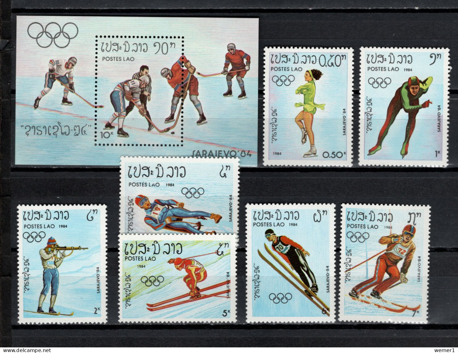 Laos 1984 Olympic Games Sarajevo Set Of 7 + S/s MNH - Inverno1984: Sarajevo