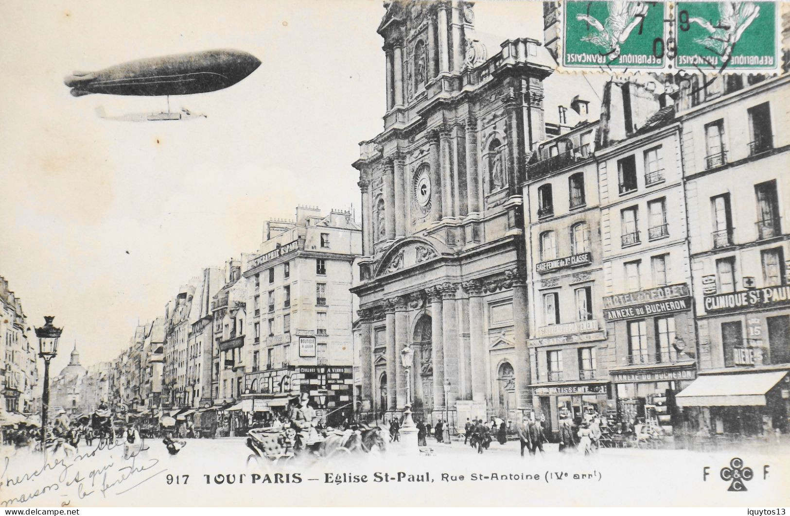 CPA. [75] > TOUT PARIS > N° 917 - EGLISE SAINT PAUL RUE SAINT ANTOINE - (IVe Arrt.) - 1909 - Coll. F. Fleury - TBE - District 04