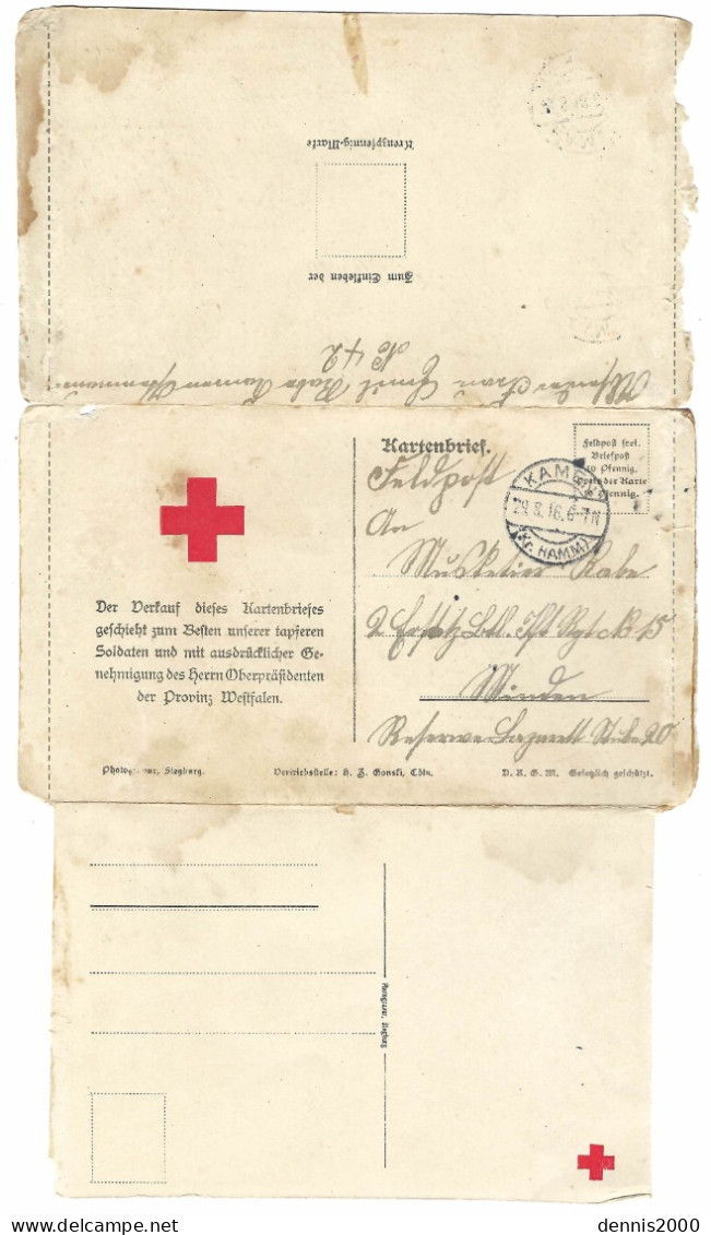 1916 - Formulaire Triptyque De KAMEN ( Allemagne ) Croix Rouge - Red Cross