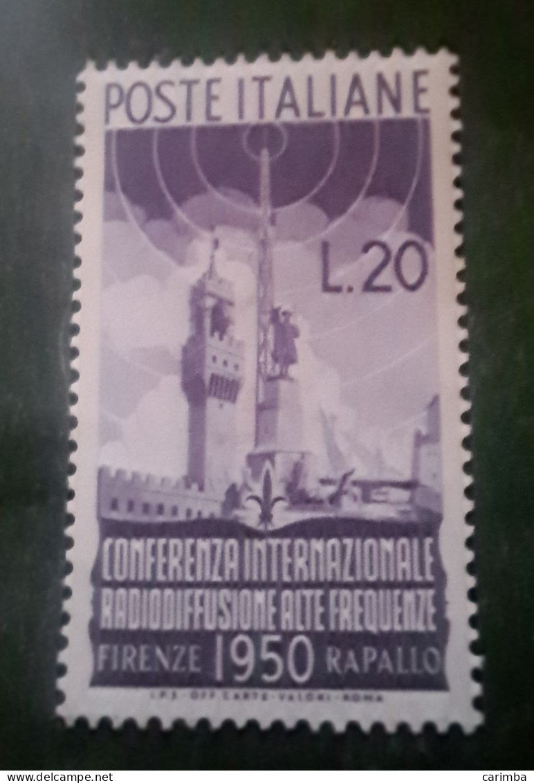 1950 L.20 RADIODIFFUSIONE FILIGRANA LETTERE - 1946-60: Nuevos