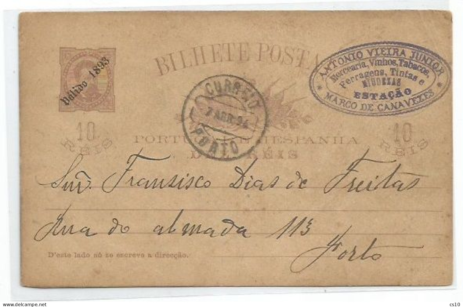 Portugal PSC 10 Reis Valido 1893 Porto 7apr1894 - Brieven En Documenten