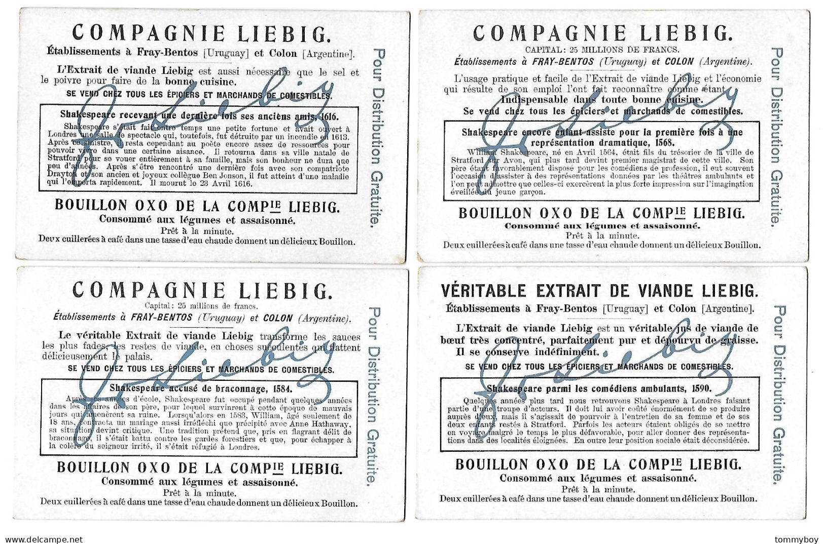 S 865, Liebig 6 Cards, La Vie De Shakespeare (ref B23) - Liebig