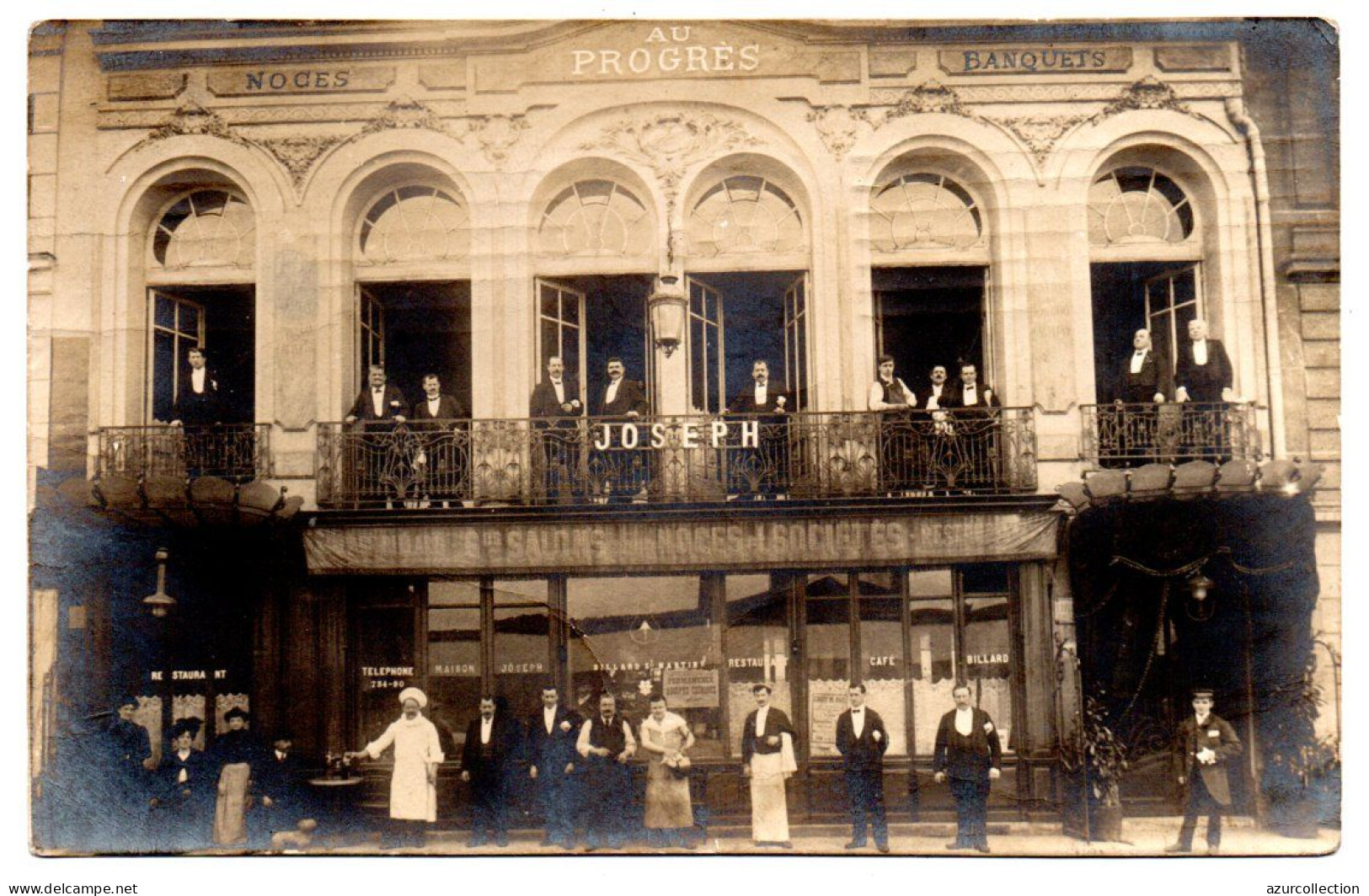 Devanture Restaurant " Au Progrès ". Maison Joseph. Banquets-Noces. Rue Lecourbe. Carte Photo Animée - Arrondissement: 15