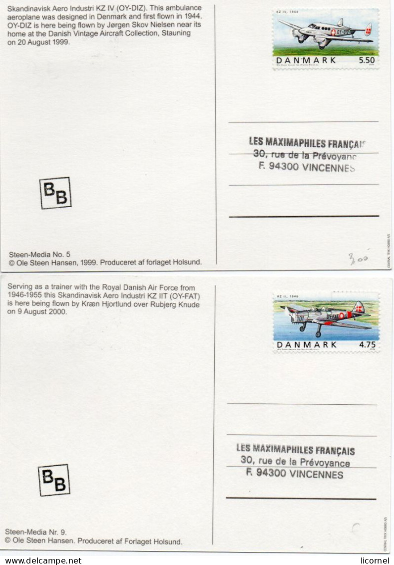 Cartes Maxi  2006 :avions KZ IV Et KZIIT( Lot De 2 Cartes) - Maximumkarten (MC)