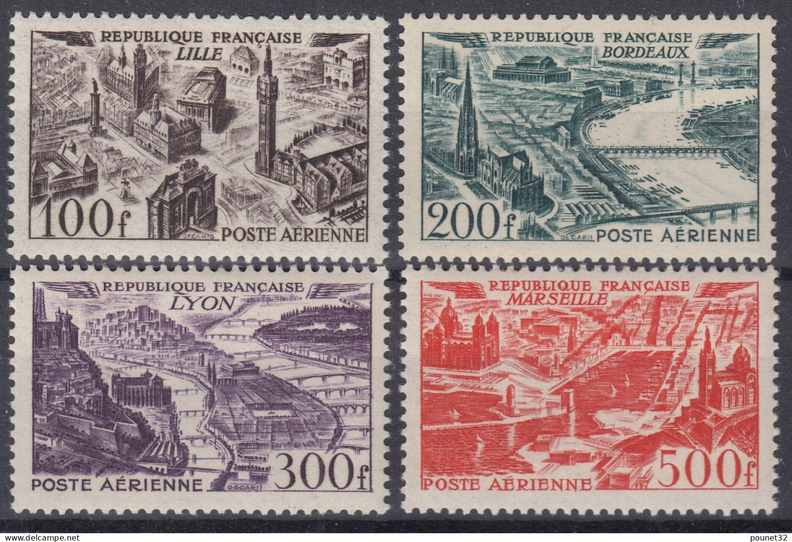 TIMBRE FRANCE POSTE AERIENNE SERIE VILLES N° 24/27 NEUVE ** GOMME SANS CHARNIERE - 1927-1959 Mint/hinged