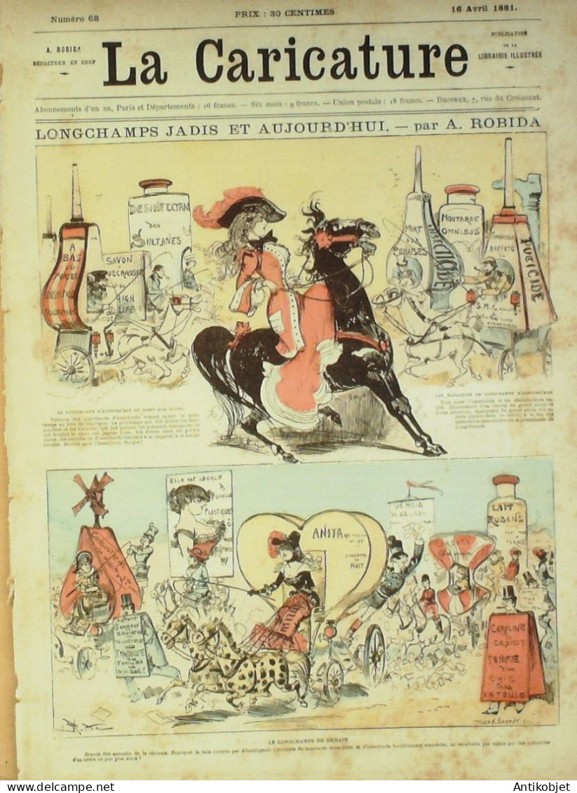 La Caricature 1881 N°  68 Longchamps Jadis Robida Barret Gino Draner - Revues Anciennes - Avant 1900