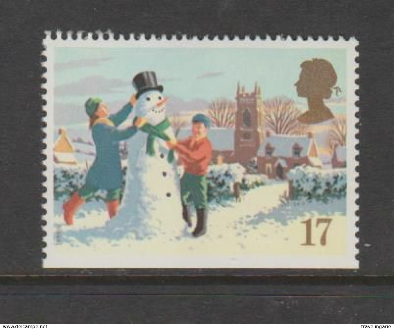 Great Britain 1990 Christmas 17p Bottom Imperforate MNH ** - Ungebraucht