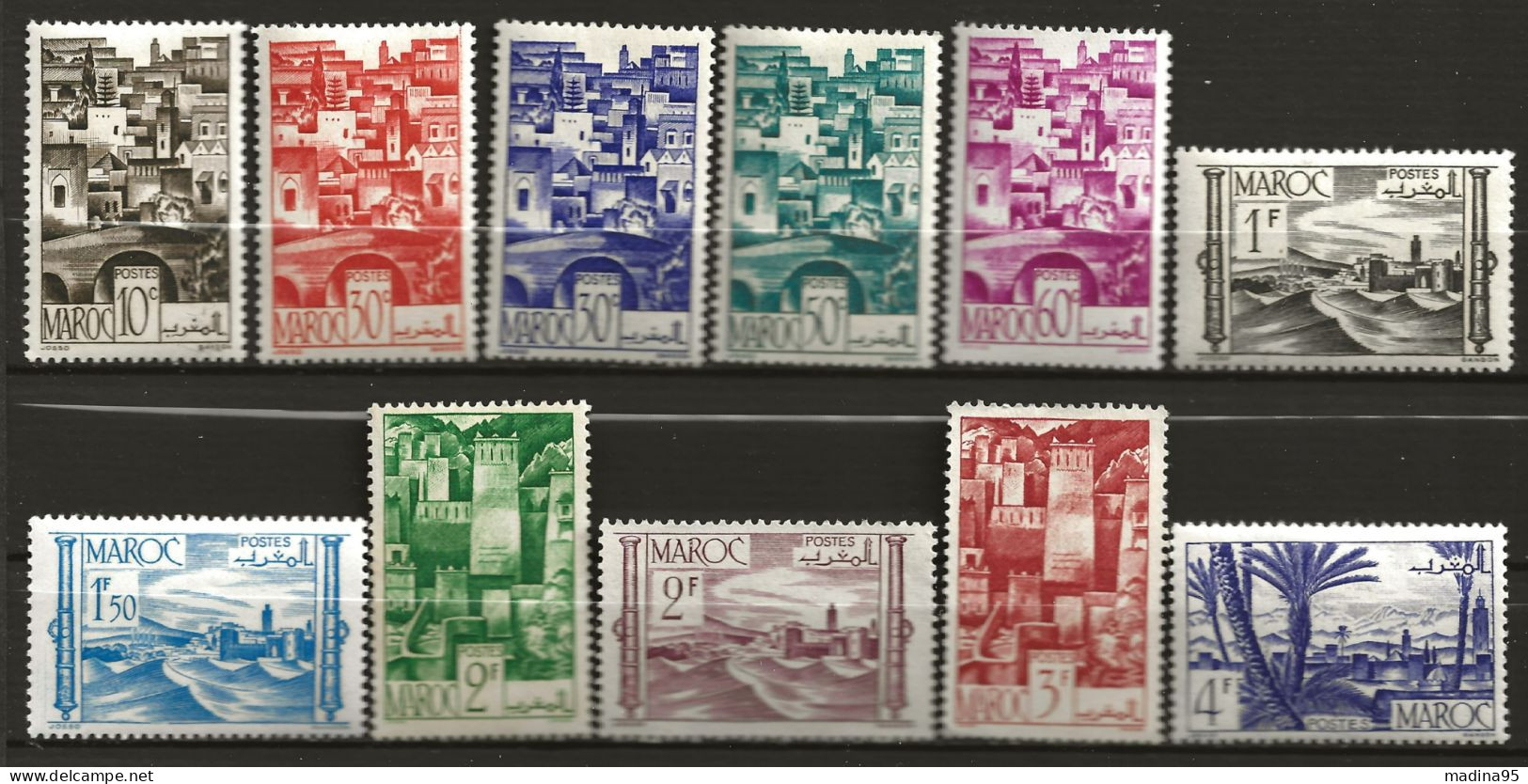 MAROC Colo:, **,*, N° YT 246/7, 248/250 Ch., 251, 252/3A Ch, 254/5, TB - Unused Stamps