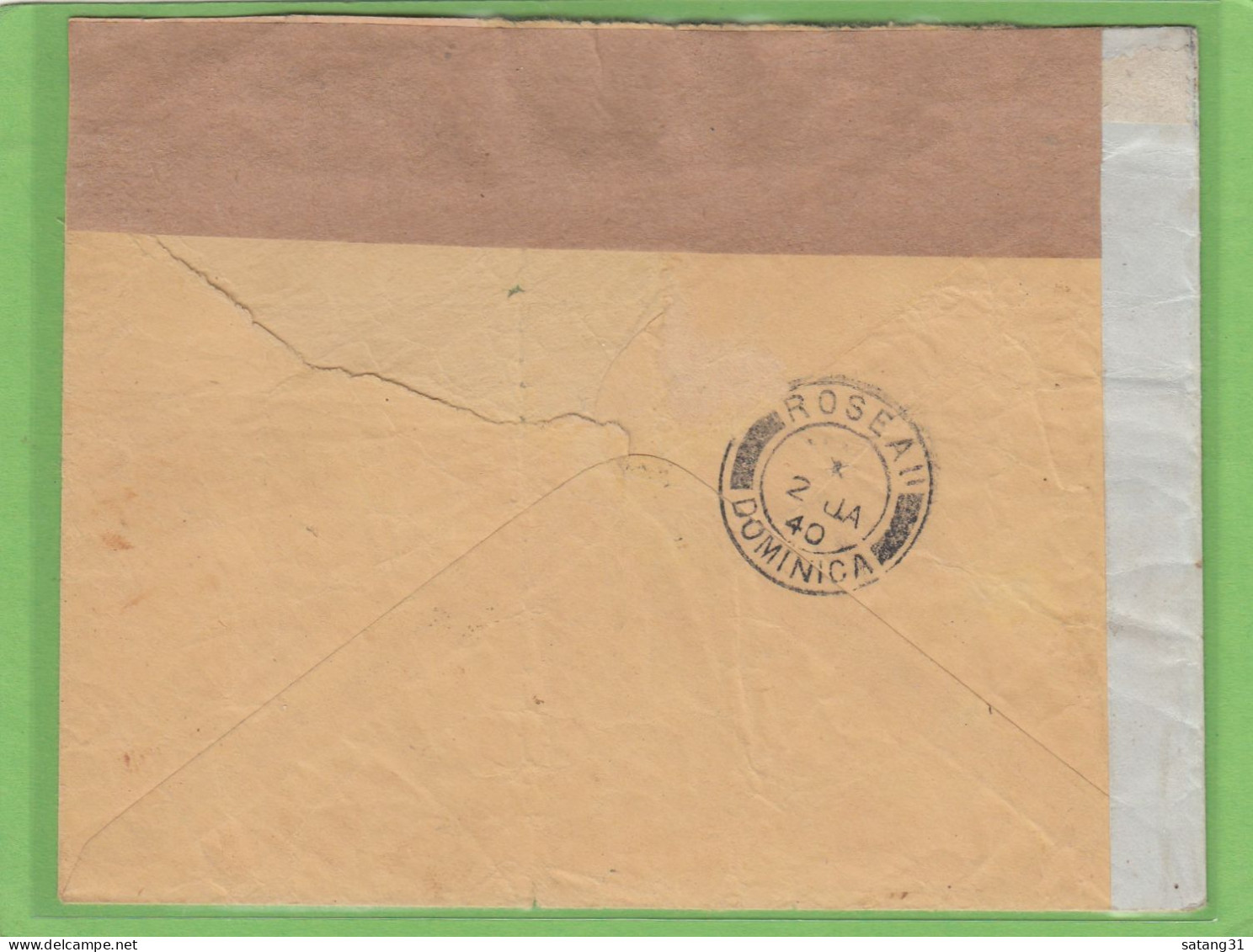 LETTRE DE POINTE A PITRE,AVEC Y+T NO 141,POUR ROSEAU,DOMINIQUE,OUVERTE PAR LA CENSURE FRANCAISE,1940. - Covers & Documents