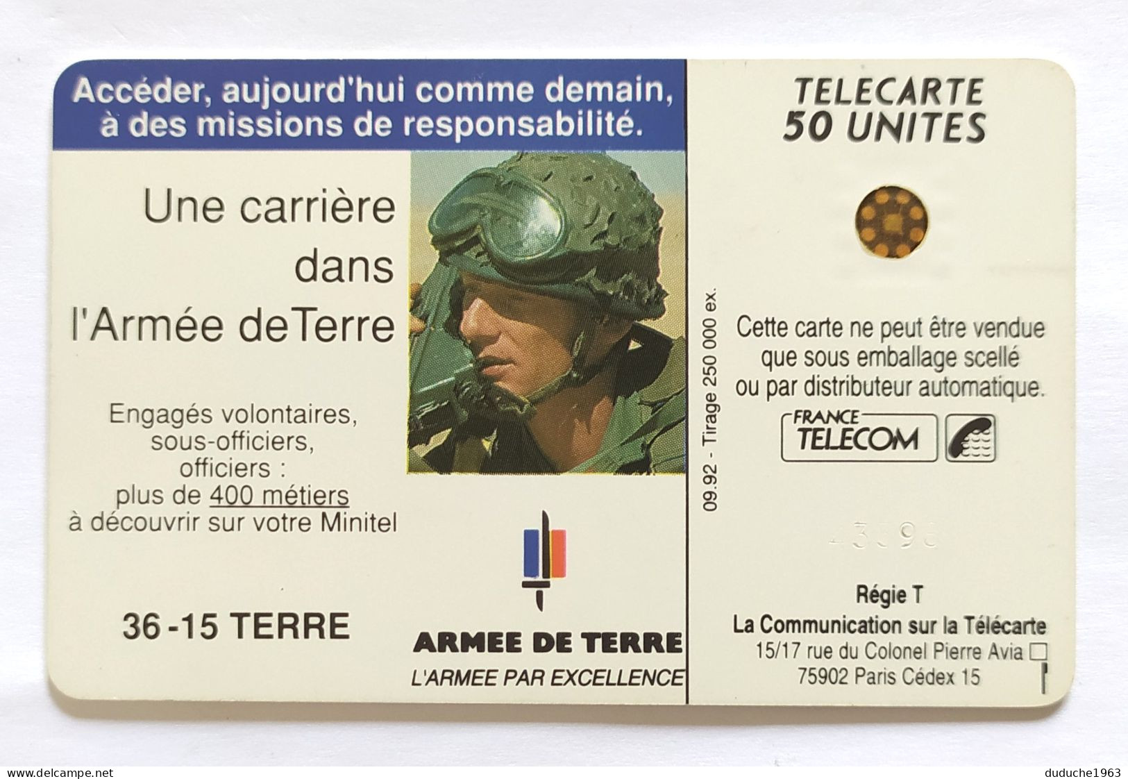Télécarte France - Armée De Terre - Zonder Classificatie