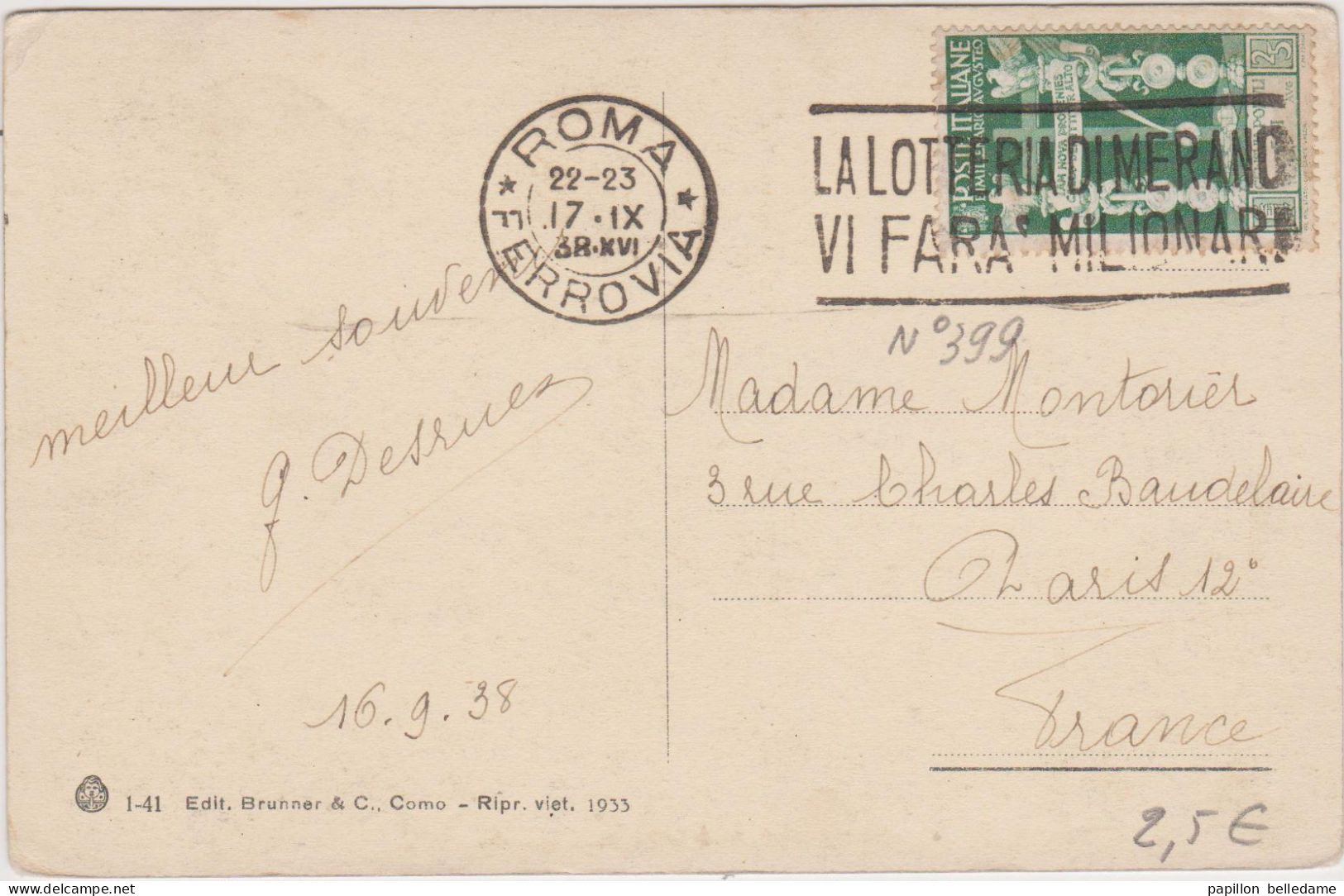 NAPOLI  - Timbre Italie  Flamme " Lotteria Automobilistica Di Tripoli" 1937 - Napoli