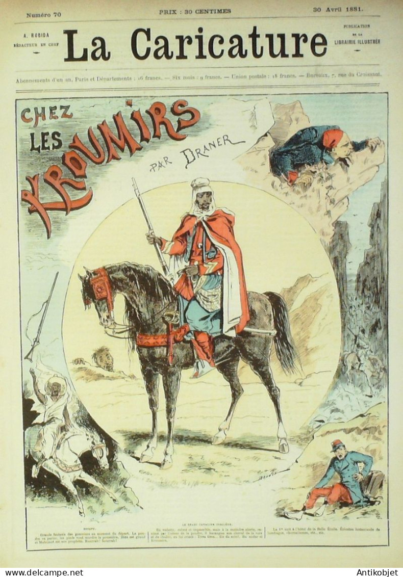 La Caricature 1881 N°  70 Chez Les Kroumirs Draner Champs-Elysées Bach - Revues Anciennes - Avant 1900