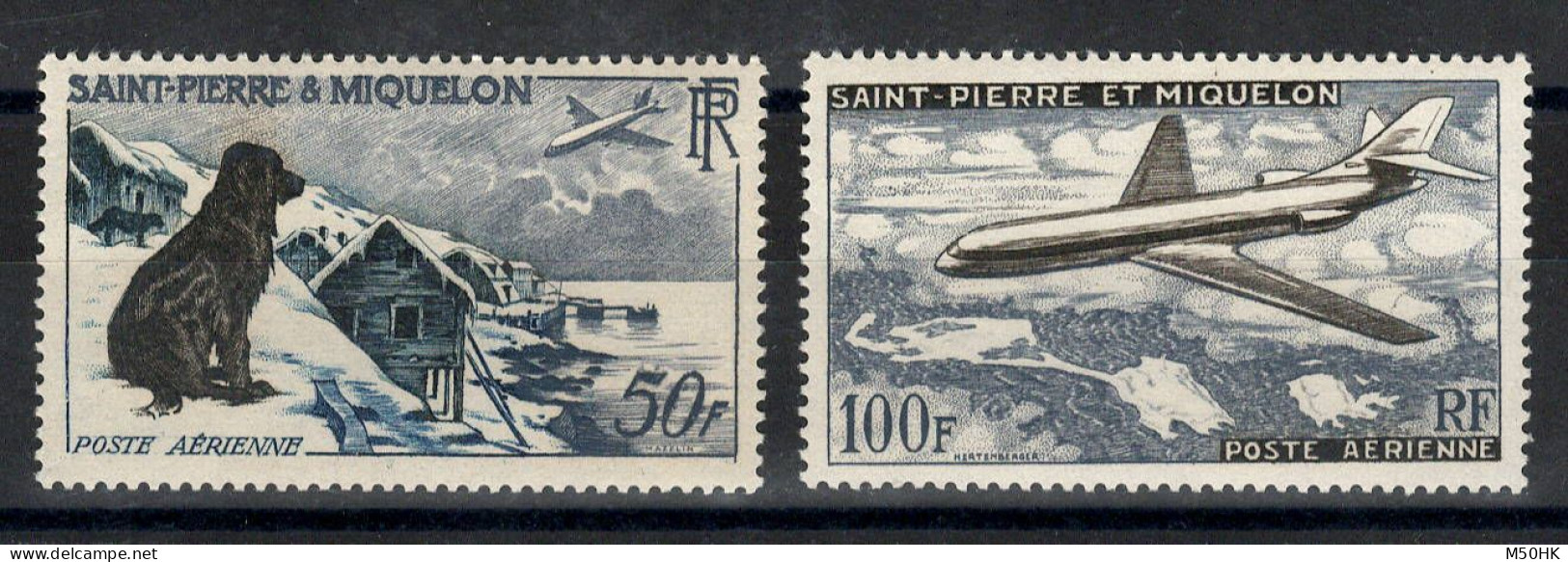 SPM - YV PA 24 & 25 N** MNH Luxe , Chien & Avion , Cote 106 Euros - Unused Stamps