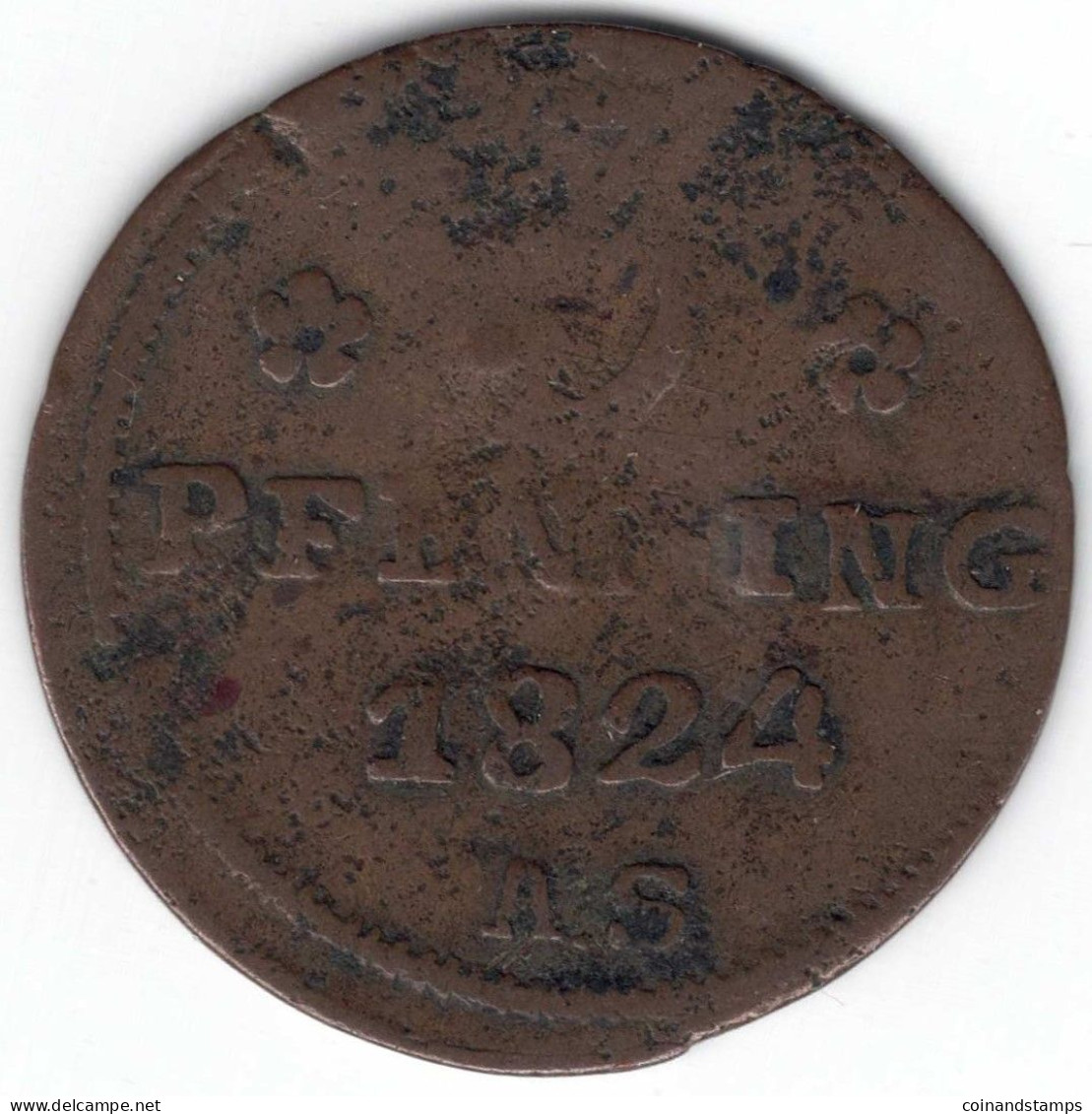 Rostock-Stadt 3 Pfennig 1824 A.S. (Cu.) Greif Zwei Flügel RS Dezentiert 50% Kopfstehend, Kunzel: 319, S/ss - Petites Monnaies & Autres Subdivisions