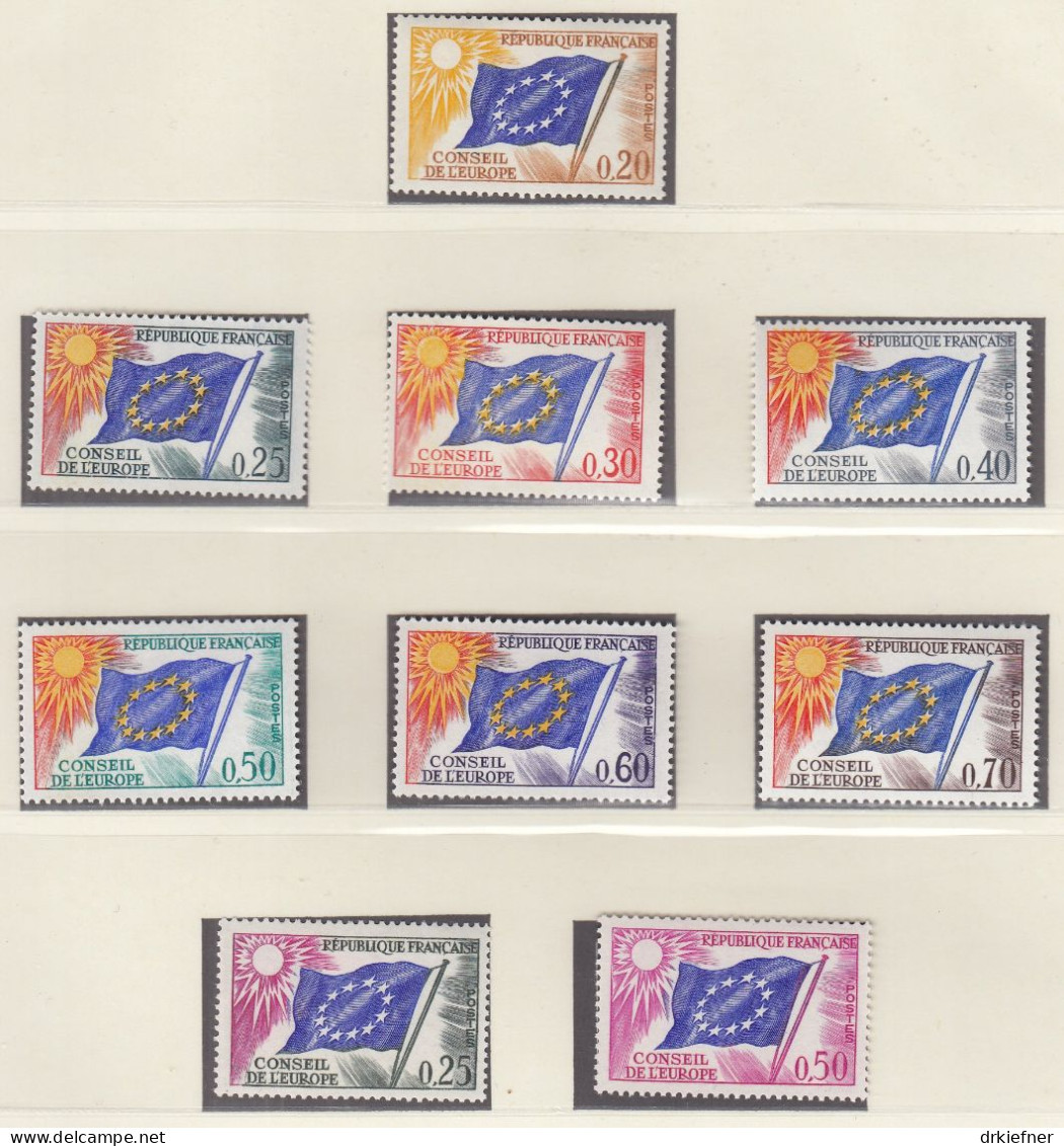 FRANKREICH  Dienstmarken Für Den Europarat 7-15, Postfrisch **, Europafahne, 1963-1971 - Nuovi