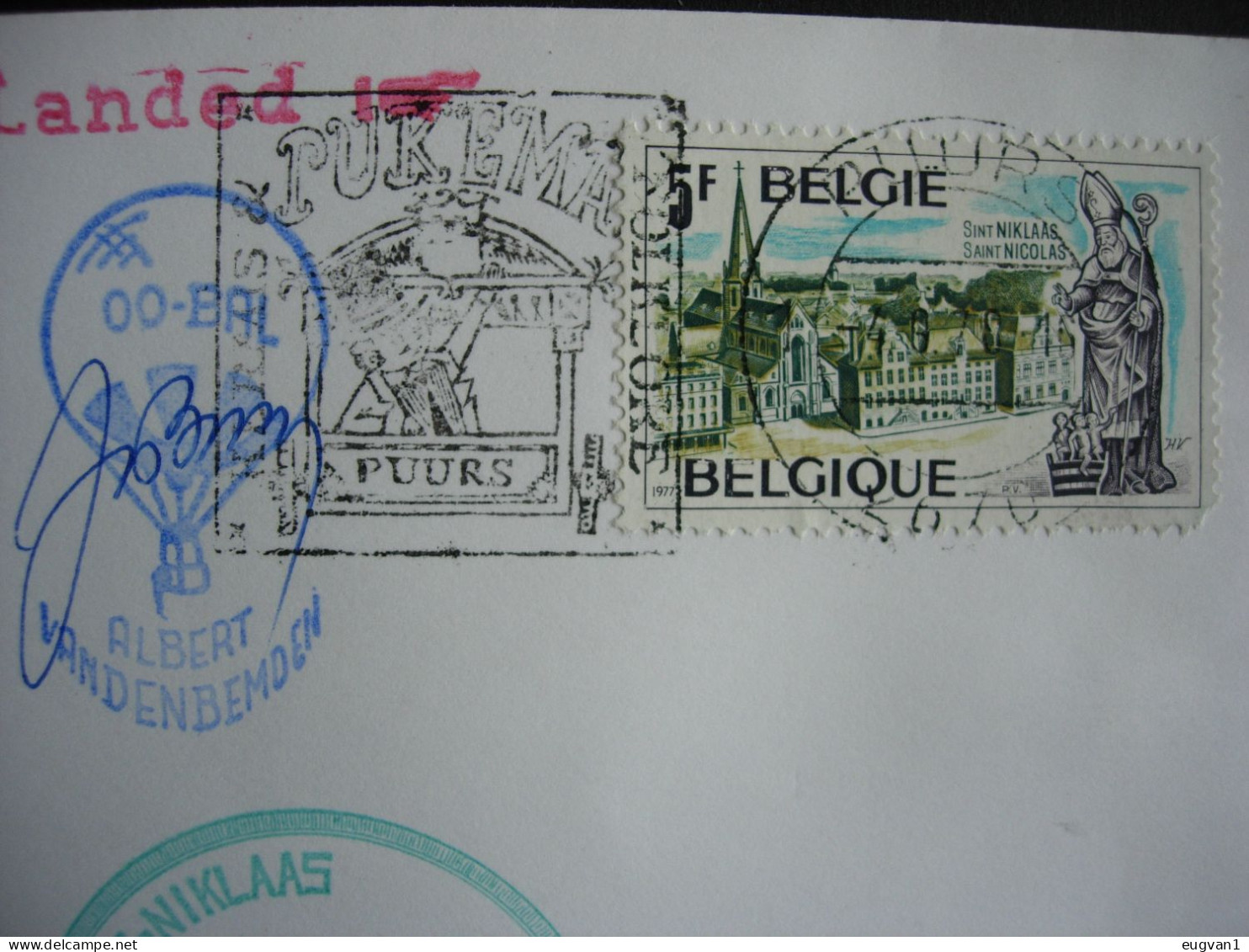 BelgiqueMontgolfière Sint Niklaas 2.03.1978. Atterrissage à Puurs. Signature Du Pilote - Airships