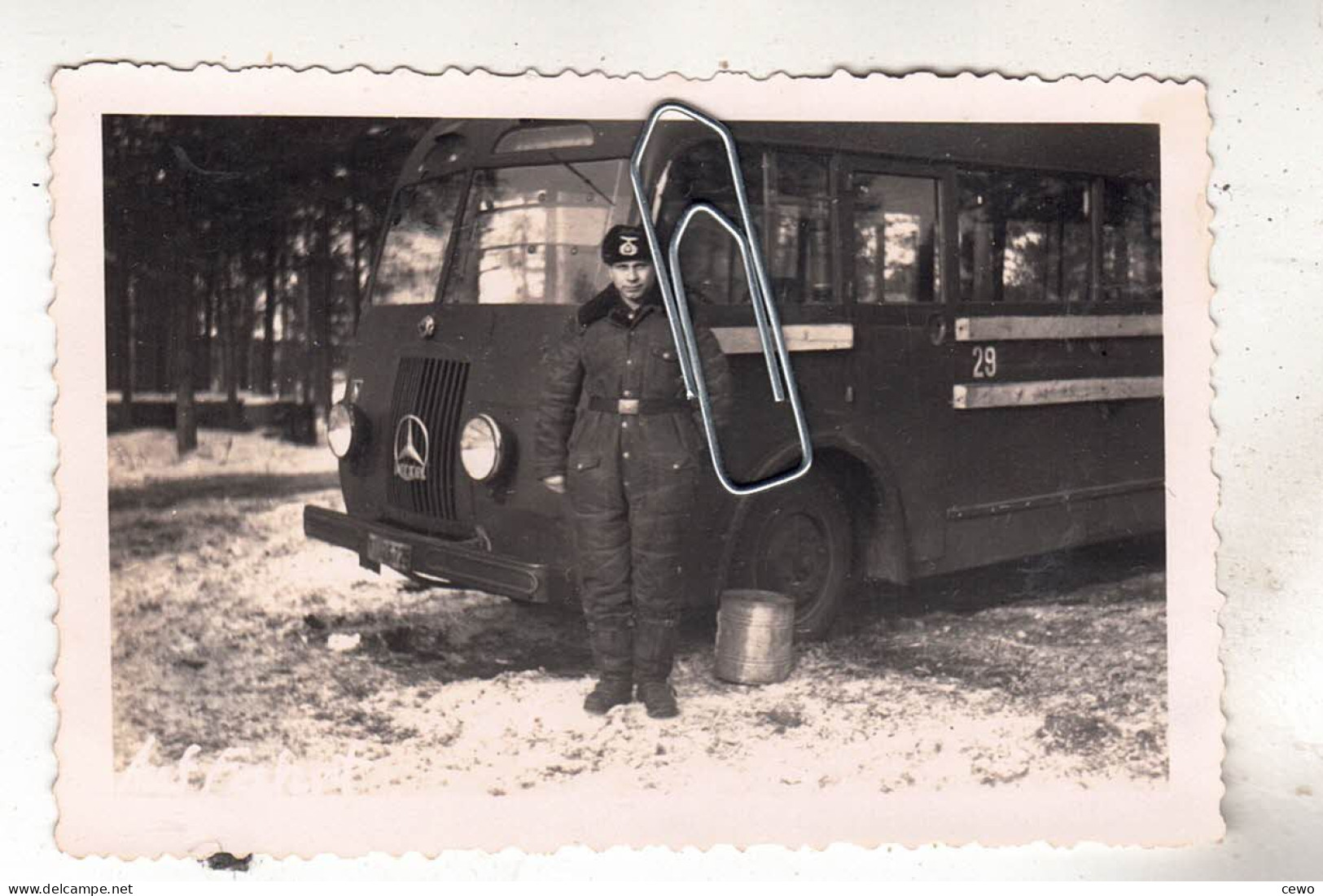 PHOTO  AUTO  VOITURE AUTOBUS ANCIEN MERCEDES BENZ DIESEL MILITAIRE ALLEMAND - Automobile