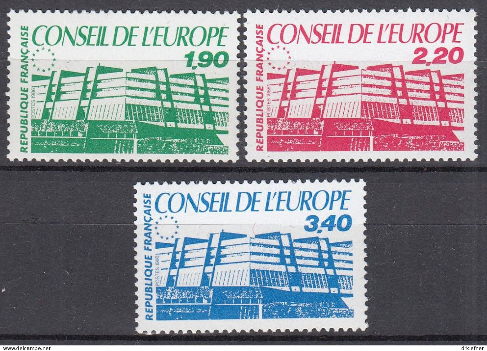 FRANKREICH  Dienstmarken Für Den Europarat 40-42, Postfrisch **, Europahaus, 1986 - Mint/Hinged