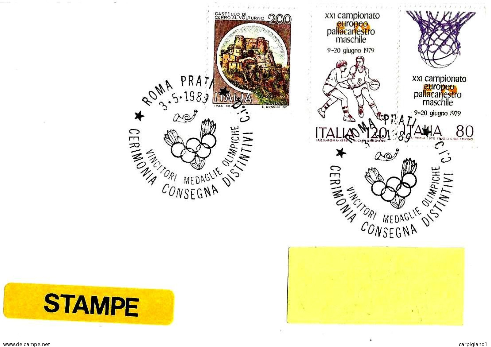 ITALIA ITALY - 1989 ROMA Consegna Distintivi Vincitori Medaglie D'oro Giochi Olimpici Olympic Games Seul - 5708 - 1981-90: Storia Postale