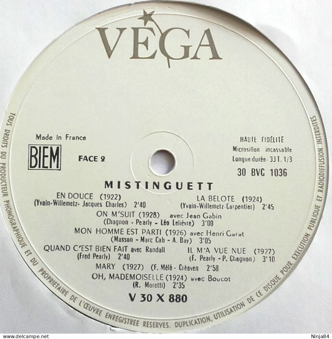LP 33 CM (12")  Mistinguett  "  Chante Paris  " - Musicals