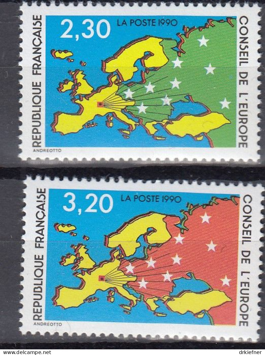 FRANKREICH  Dienstmarken Für Den Europarat 47-48, Postfrisch **, Europakarte, 1990 - Nuovi