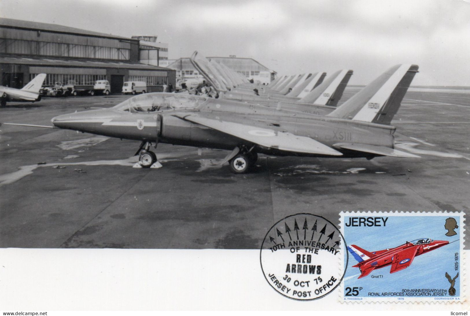 JERSEY, Carte Maxi 1975 : Avion GNAT T1 - Jersey