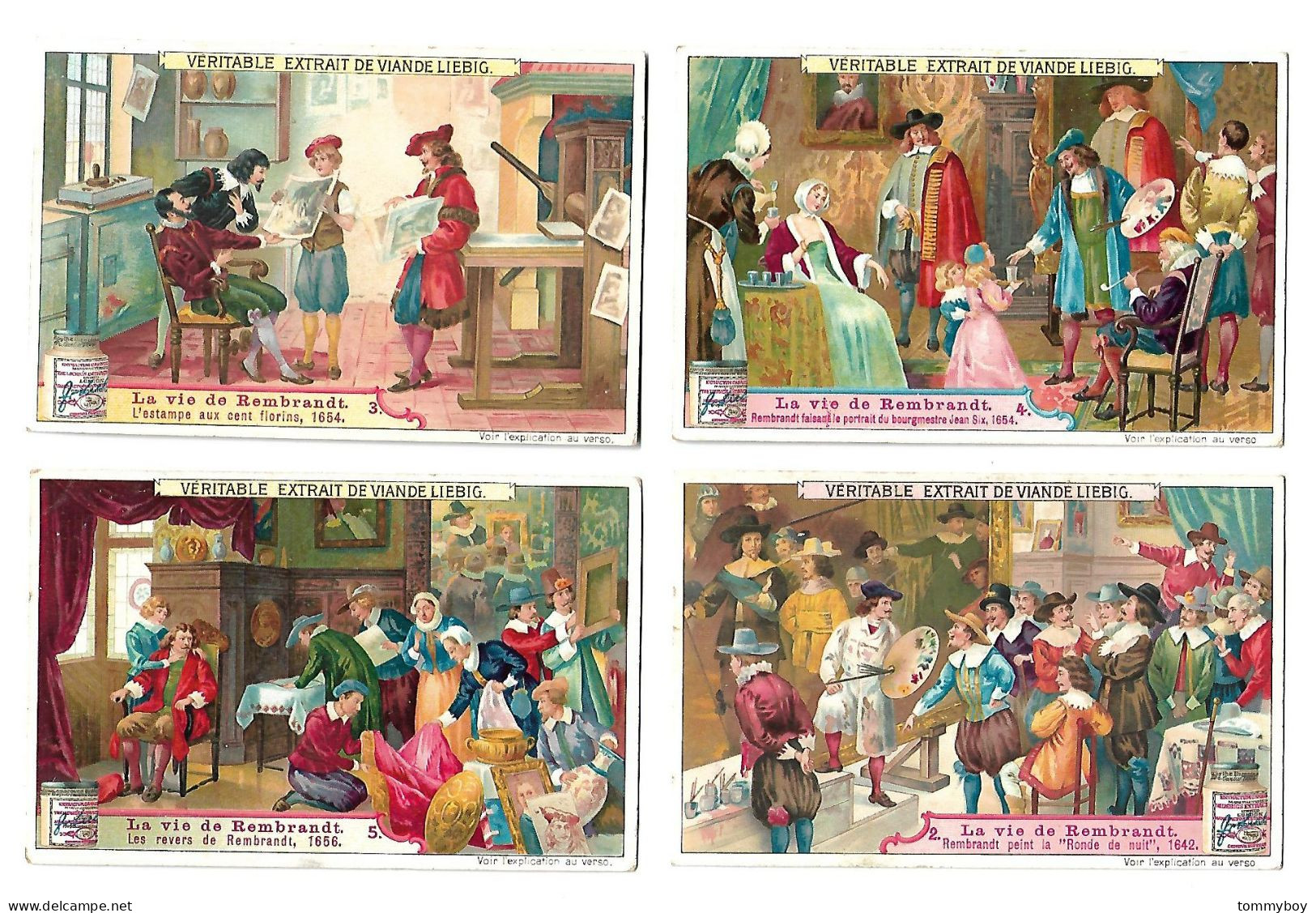 S 863, Liebig 6 Cards, La Vie De Rembrandt (1 Card Has A Little Damage In The Top Corner), (ref B23) - Liebig