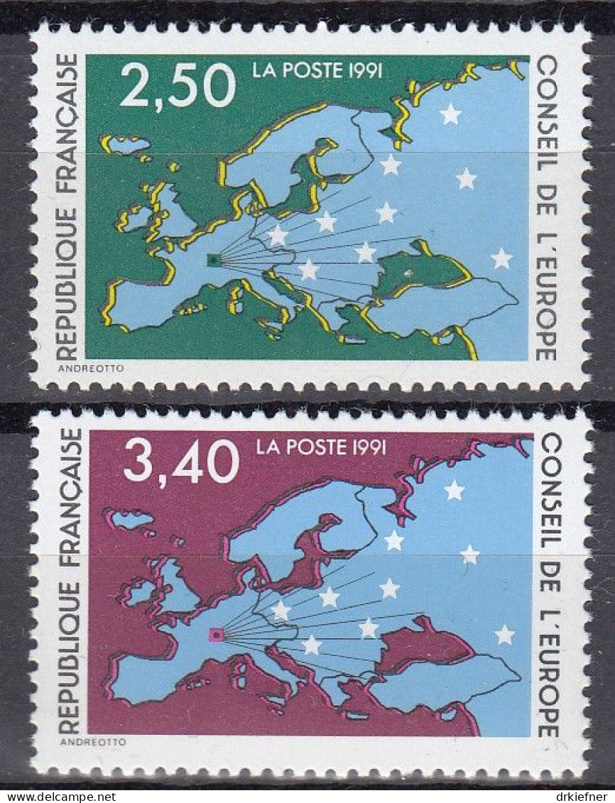 FRANKREICH  Dienstmarken Für Den Europarat 49-50, Postfrisch **, Europakarte, 1991 - Nuevos