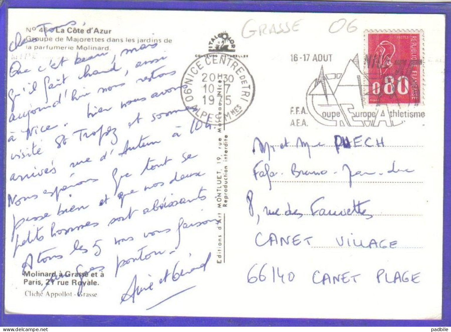 Carte Postale 06. Grasse  Parfumerie Molinard  Les Majorettes   Très Beau Plan - Grasse