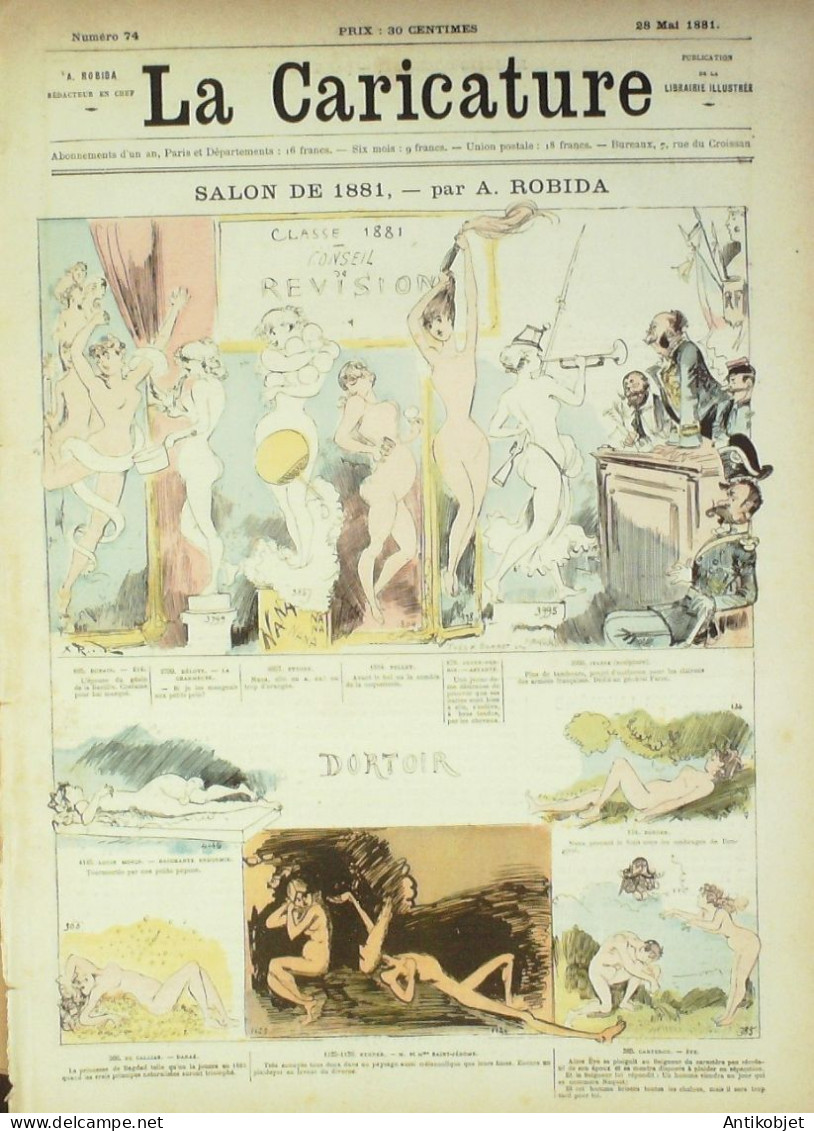 La Caricature 1881 N°  74 Conseil De Révision Dortoir  Robida Cartomancie Loys - Zeitschriften - Vor 1900