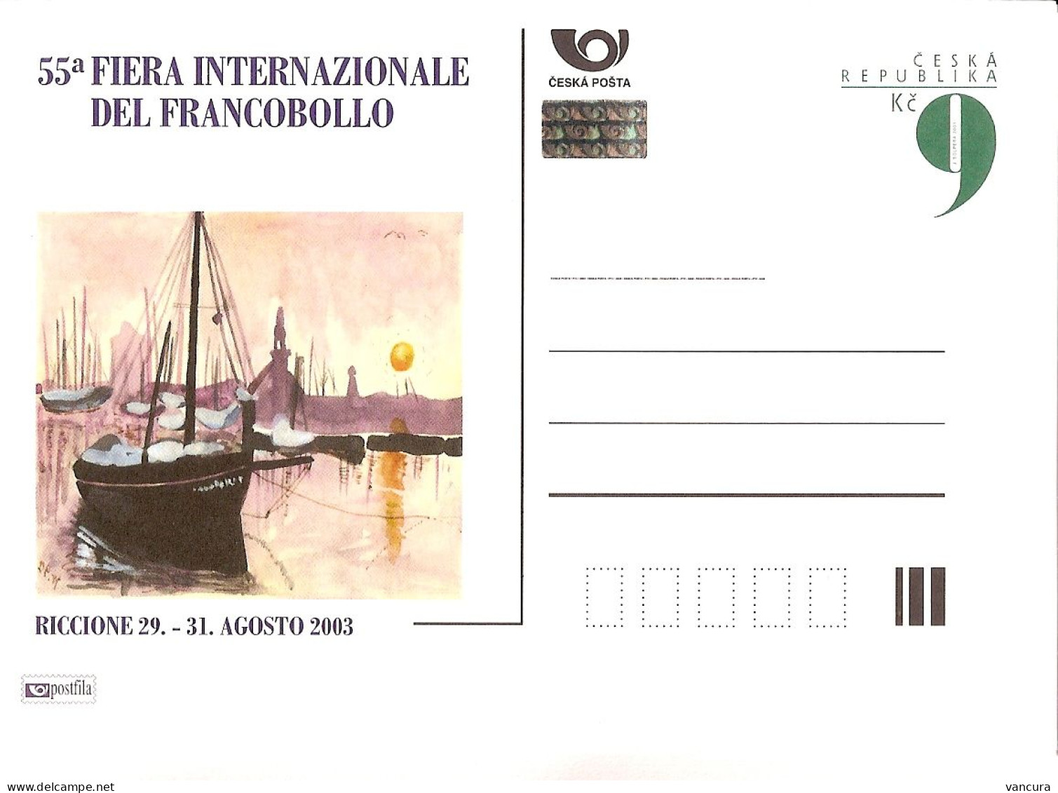CDV A 91 Czech Republic Riccione Stamp Exhibition 2003 - Cartoline Postali