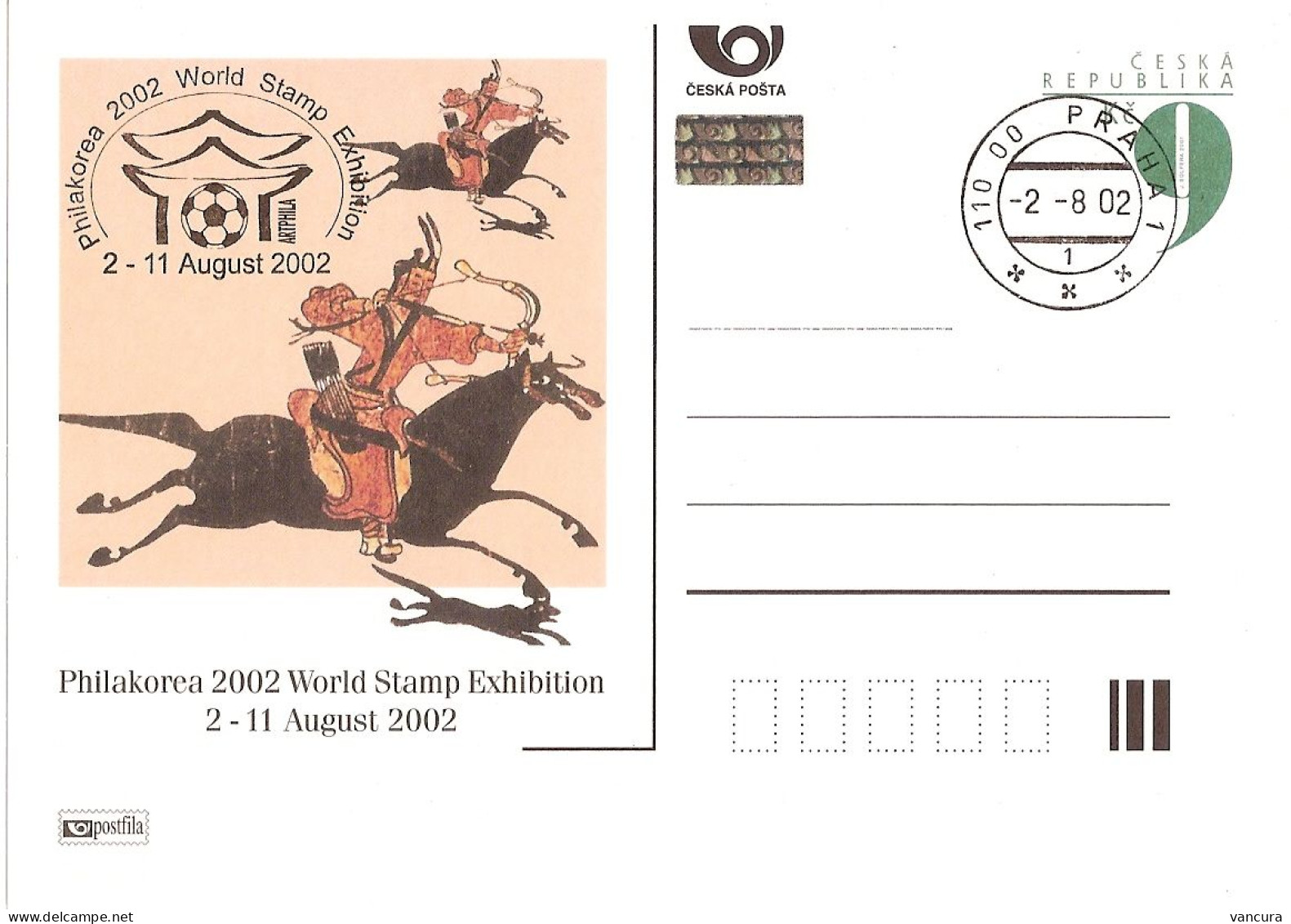 CDV A 79 Czech Republic Philakorea 2002 HORSE ARCHER - Cartes Postales